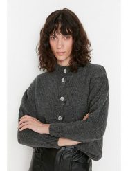 Trendyol Kardigan w kolorze antracytowym rozmiar: L. Czarne kardigany Trendyol, l, bez wzorów. Za 100.95 zł.