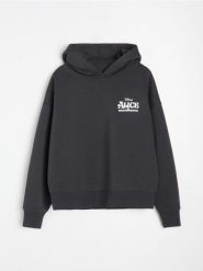 Dresowa bluza hoodie z nadrukiem na plecach Alice in Wonderland - szary. Szare bluzy Sinsay, l, bez wzorów, z dresówki, bez kaptura. Za 69.99 zł.