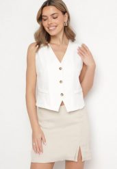 Beżowe Spódnico-Szorty z Wiskozą i Wysokim Stanem Listhiela. Brązowe szorty Born2be, bez wzorów, z wiskozy, eleganckie, z podwyższonym stanem. Za 69.99 zł.