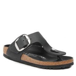 Japonki Birkenstock. Czarne klapki Birkenstock, bez wzorów, bez obcasa. Za 399.99 zł.