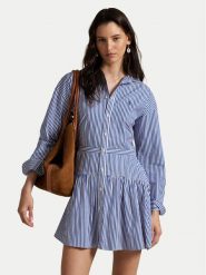 Polo Ralph Lauren Sukienka koszulowa 211972052001 Niebieski Regular Fit. Niebieskie sukienki Polo Ralph Lauren, bez wzorów, z bawełny, bez kołnierzyka, bez ramiączek, koszulowe. Za 1,199.00 zł.