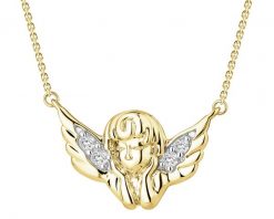 Naszyjnik z żółtego złota z diamentami - aniołek - 0,02 ct - próba 375. Żółte naszyjniki Apart, z diamentem, złote. Za 1,649.00 zł.