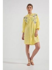 Josephine & Co Sukienka w kolorze żółtym rozmiar: 40. Żółte sukienki Josephine & Co, na co dzień, bez wzorów, z bawełny, bez kołnierzyka, bez ramiączek, midi, proste. Za 246.53 zł.