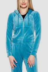 JUICY COUTURE Niebieska damska bluza Madison, Rozmiar L. Niebieskie bluzy Juicy Couture, l, bez wzorów, z materiału, z kapturem. Za 459.99 zł.