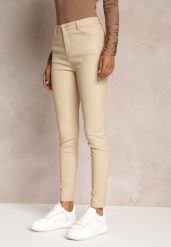 Beżowe Casualowe Spodnie Skinny o Modelującym Fasonie Elovi. Brązowe spodnie materiałowe Renee, na co dzień, l, bez wzorów, z jeansu. Za 79.99 zł.