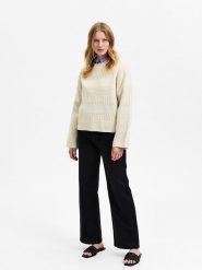 SELECTED FEMME Sweter "Fry" w kolorze kremowym rozmiar: XL. Brązowe swetry Selected Femme, xl, bez wzorów, z wełny, bez ramiączek. Za 105.88 zł.