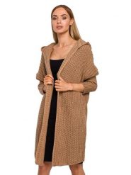 Made of emotion Kardigan w kolorze jasnobrązowym rozmiar: onesize. Brązowe kardigany Made Of Emotion, bez wzorów, ze splotem. Za 191.95 zł.