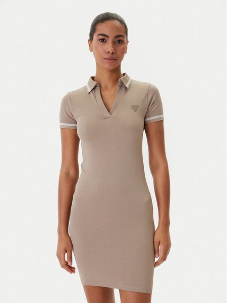 Guess Sukienka codzienna V6RK02 Z4692 Beżowy Slim Fit. Brązowe sukienki Guess, na co dzień, l, z aplikacjami, z syntetyku, bez kołnierzyka, bez ramiączek, proste. Za 329.99 zł.
