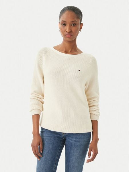 Tommy Hilfiger Sweter WW0WW44975 Écru Regular Fit. Białe swetry TOMMY HILFIGER, m, bez wzorów, z bawełny, bez ramiączek. Za 294.99 zł.