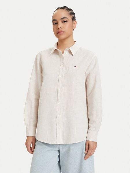 Tommy Jeans Koszula DW0DW22209 Beżowy jasny Relaxed Fit. Brązowe koszule Tommy Jeans, xl, bez wzorów, z jeansu, bez kołnierzyka, bez ramiączek. Za 256.99 zł.