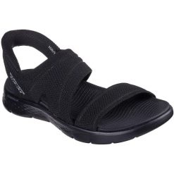 Sandały Skechers Go Walk Flex Sandal-, Kobiety. Czarne sandały Skechers, bez wzorów, bez obcasa, bez zapięcia. Za 279.99 zł.