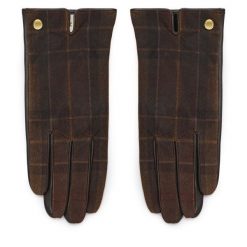 Rękawiczki Barbour. Brązowe rękawiczki Barbour, bez wzorów, z dzianiny. Za 309.99 zł.