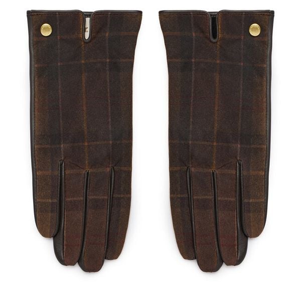 Rękawiczki Barbour. Brązowe rękawiczki Barbour, bez wzorów, z dzianiny. Za 309.99 zł.