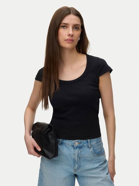 Vero Moda T-Shirt Chloe 10344953 Czarny Slim Fit. Czarne t-shirty Vero Moda, l, bez wzorów, z bawełny, bez kołnierzyka, bez ramiączek. Za 58.99 zł.