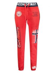 Geographical Norway Spodnie dresowe "Moliere" w kolorze czerwonym rozmiar: M. Czerwone spodnie sportowe Geographical Norway, m, z aplikacjami, z dresówki. Za 92.21 zł.