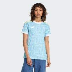 Koszulka Juventus 25/26 Away. Niebieskie bluzki Adidas, bez wzorów, sportowe, bez kołnierzyka, bez ramiączek. Za 439.00 zł.