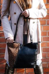Shopperka skórzana DAN-A 706 czarna + c.panterka. Czarne shopper DAN-A, bez wzorów, ze skóry, biznesowe, bez dodatków. Za 284.99 zł.