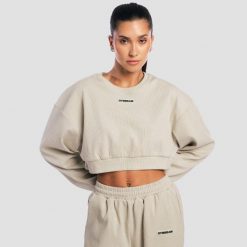 Bluza damska krótka oversize bez kaptura szara Aura. Szare bluzy GYMBEAM, m, bez wzorów, z bawełny, bez kaptura. Za 118.90 zł.