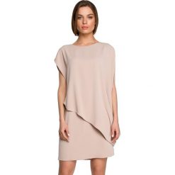 Stylove Sukienka w kolorze beżowym rozmiar: XXL. Brązowe sukienki Stylove, na co dzień, xxl, bez wzorów, bez kołnierzyka, bez ramiączek, mini, proste. Za 275.45 zł.
