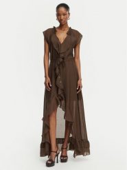 Guess Sukienka koktajlowa W6GK87 W2111 Brązowy ciemny Regular Fit. Brązowe sukienki Guess, xxl, z aplikacjami, z wiskozy, wizytowe, bez kołnierzyka, bez ramiączek. Za 794.99 zł.