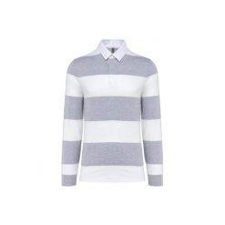 Koszulka polo w paski, długi rękaw Kariban. Szare bluzki KARIBAN, bez wzorów, eleganckie, bez kołnierzyka, bez ramiączek. Za 217.50 zł.