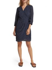 Scotch & Soda Sukienka w kolorze granatowym rozmiar: 34. Niebieskie sukienki Scotch & Soda, bez wzorów, bez kołnierzyka, bez ramiączek, mini. Za 100.75 zł.