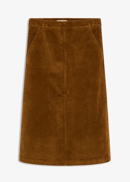 Spódniczka sztruksowa. Niebieskie spódnice bonprix, bez wzorów, z bawełny, midi. Za 129.99 zł.