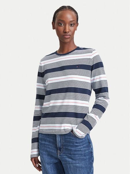 Tommy Jeans Bluzka Reg Ess Jersey DW0DW23562 Granatowy Regular Fit. Niebieskie bluzki Tommy Jeans, m, bez wzorów, z bawełny, bez kołnierzyka, bez ramiączek. Za 189.99 zł.