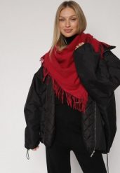 Bordowy Trójkątny Szalik z Wiskozy i Bawełny z Frędzlami Vetirala. Czerwone szaliki Born2be, bez wzorów, z bawełny, biznesowe. Za 44.99 zł.