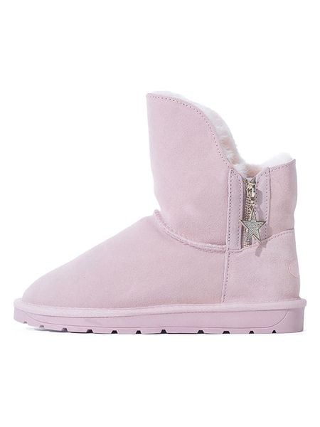 NICEBAY Skórzane botki zimowe "Pompon" w kolorze jasnoróżowym rozmiar: 38. Różowe botki NICEBAY, na zimę, bez wzorów, z materiału, bez obcasa, bez zapięcia. Za 277.45 zł.