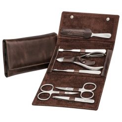 ERBE Manicure Snap Button Case Range "Antik", brown, 7 pcs. Kuferki do makijażu 1 ct 1 szt. Zestawy ERBE. Za 661.79 zł.