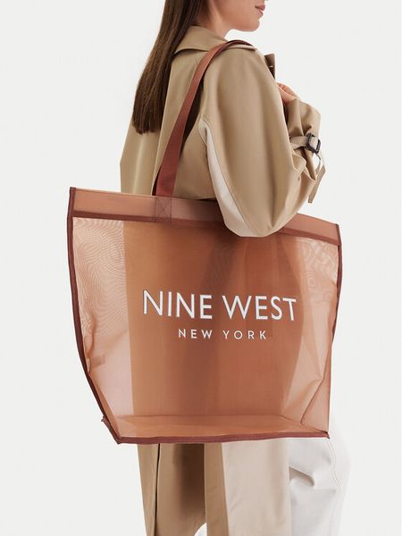 Nine West Torebka CEO-Eloura-LA374-4074 Brązowy. Brązowe shopper Nine West, bez wzorów, z materiału, bez dodatków. Za 79.99 zł.