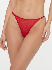 Guess Stringi O3BE18 KBXA0 Czerwony. Czerwone stringi Guess, z aplikacjami, z syntetyku. Za 99.99 zł.