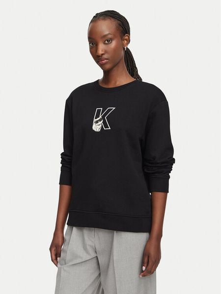 KARL LAGERFELD Bluza B3W20047 Czarny Regular Fit. Czarne bluzy KARL LAGERFELD, m, bez wzorów, z bawełny, bez kaptura. Za 610.99 zł.