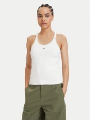 Tommy Jeans Top Racerback DW0DW22264 Beżowy jasny Slim Fit. Brązowe topy Tommy Jeans, xl, bez wzorów, z bawełny, bez kołnierzyka, bez ramiączek. Za 169.99 zł.