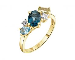 Pierścionek z żółtego złota z diamentami i kamieniami ozdobnymi - próba 375. Żółte pierścionki Apart, z diamentem, złote. Za 1,559.00 zł.
