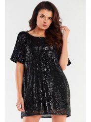 Awama Sukienka w kolorze czarnym rozmiar: onesize. Czarne sukienki Awama, bez wzorów, bez kołnierzyka, bez ramiączek, mini. Za 194.99 zł.