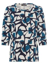 Olsen Koszulka w kolorze niebiesko-granatowo-beżowym rozmiar: 48. Brązowe bluzki Olsen, bez wzorów, z bawełny, bez kołnierzyka, bez ramiączek. Za 65.38 zł.