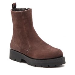 Botki Simple. Brązowe botki Simple, bez wzorów, bez obcasa, na płaskiej podeszwie, bez zapięcia. Za 499.00 zł.