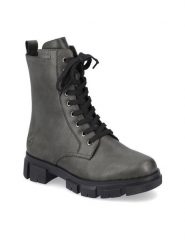 Rieker Botki Y7102-52 Zielony. Zielone botki Rieker, bez wzorów, z materiału, bez obcasa, na płaskiej podeszwie, bez zapięcia. Za 299.99 zł.