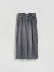 Jeansy wide leg - szary. Szare jeansy Reserved, bez wzorów. Za 139.99 zł.