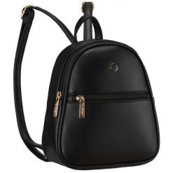 Mały plecak damski mini plecaczek miejski na suwak czarny ze skóry ekologicznej Peterson PTN MX03-P. Czarne plecaki Peterson, bez wzorów, ze skóry ekologicznej. Za 84.99 zł.
