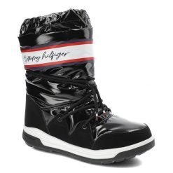 Czarne Śniegowce Tommy Hilfiger Damskie Buty. Czarne botki TOMMY HILFIGER, na zimę, bez wzorów, ze skóry ekologicznej, bez obcasa, na obcasie, bez zapięcia. Za 439.00 zł.