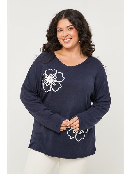 Curvy Lady Koszulka w kolorze granatowym rozmiar: 40/42. Niebieskie bluzki Curvy Lady, z aplikacjami, klasyczne, bez kołnierzyka, bez ramiączek. Za 179.95 zł.