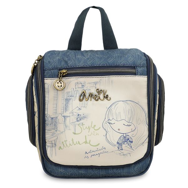 Granatowa Damska Kosmetyczka Anekke. Niebieskie kufry i kosmetyczki Anekke, bez wzorów, bez dodatków. Za 139.00 zł.