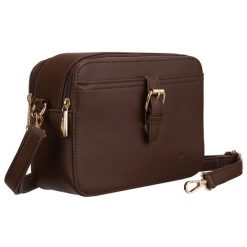 Brązowa torebka damska mała listonoszka na ramię crossbody skóra ekologiczna Peterson PTN MX04-P. Brązowe torby na ramię Peterson, bez wzorów, ze skóry ekologicznej, na ramię, małe, bez dodatków. Za 89.99 zł.