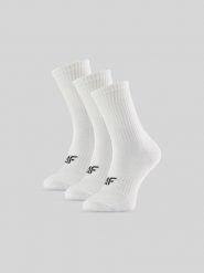 4F Skarpetki długie (3-pack) damskie - białe 39-42. Białe skarpety 4f, bez wzorów, z bawełny. Za 59.99 zł.