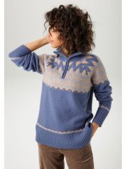 Aniston Sweter w kolorze niebiesko-beżowym rozmiar: 40. Brązowe swetry Aniston, bez wzorów, bez ramiączek. Za 82.99 zł.