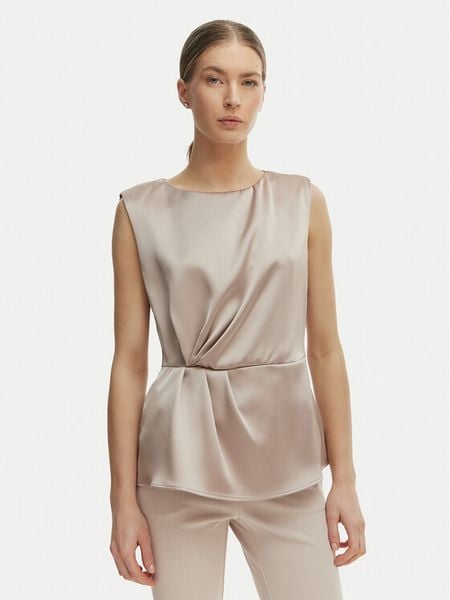 Rinascimento Bluzka CFC0127460003 Beżowy Regular Fit. Brązowe bluzki Rinascimento, xs, bez wzorów, z syntetyku, bez kołnierzyka, bez ramiączek. Za 145.99 zł.