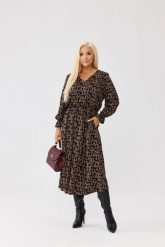 Wiskozowa sukienka Marlen MIDI w geometryczny wzór - z gumką w pasie i kieszeniami PLUS SIZE XXL OVERSIZE JESIEŃ. Czarne sukienki Moda Size Plus Iwanek, do pracy, na jesień, plus size, bez wzorów, z tkaniny, biznesowe, bez kołnierzyka, plus size, bez ramiączek, midi, oversize. Za 329.90 zł.